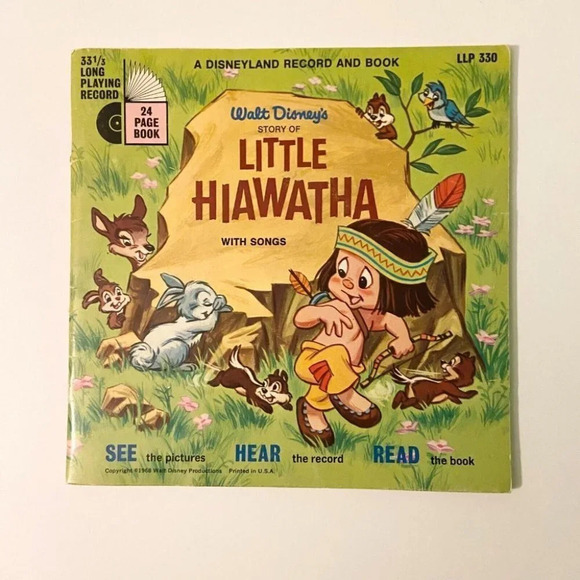 Vintage 1968 Disney Little Hiawatha 7 Inch Record and Book - Picture 1 of 14
